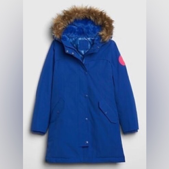 COPY - Gap Kids Girl Down Parka Coat Blue Size Large - Picture 2 of 7
